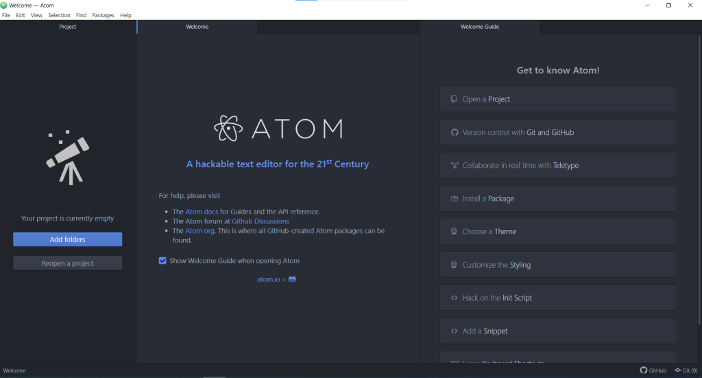 Atom Code Editor Installation